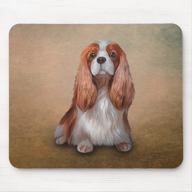 Teckning Hund Cavalier Kung Charles Spanska Musmatta (Framsidan)