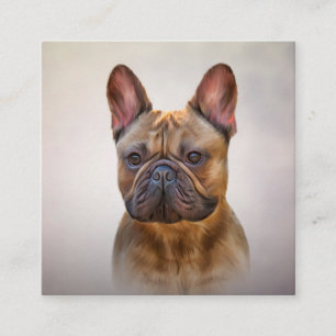 Teckning hund Fransk Bulldog 5 Fyrkantigt Visitkort