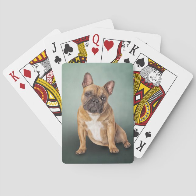 Teckning hund Fransk Bulldog Casinokort (Baksidan)