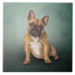 Teckning hund Fransk Bulldog Kakelplatta