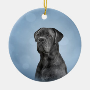 Teckning hund Käpp Corso - Italienska Mastiff Julgransprydnad Keramik