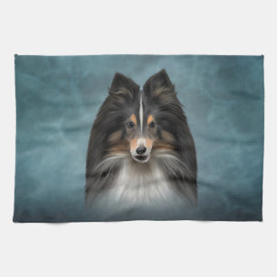 Teckning Hund Shetland Sheepdog, Sheltie Kökshandduk