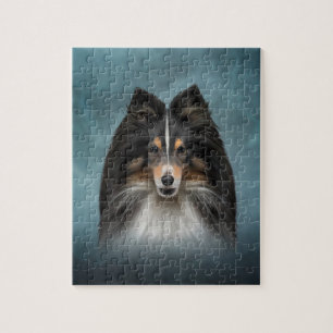 Teckning Hund Shetland Sheepdog, Sheltie Pussel
