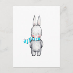 Teckning i Cute Bunny i Scarf Vykort
