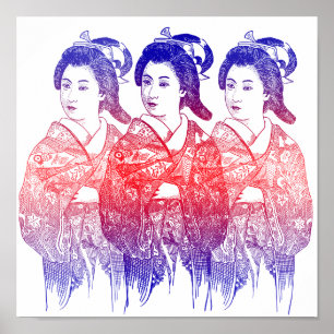 Teckning i en Kimono Dam Poster