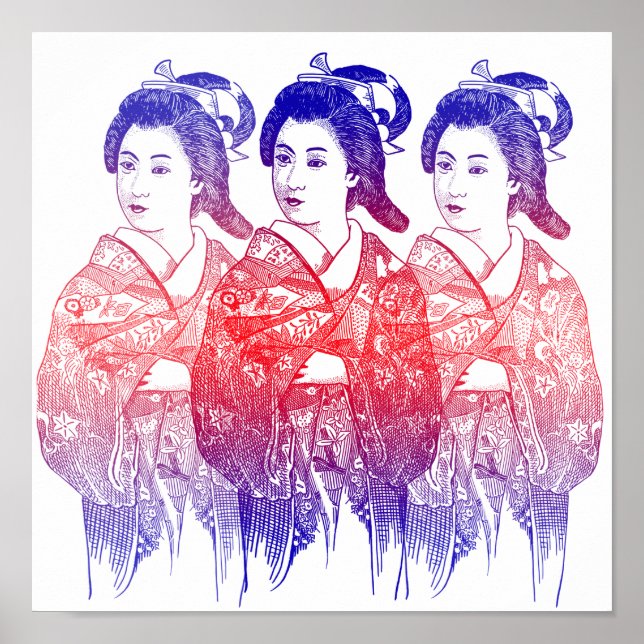 Teckning i en Kimono Dam Poster (Framsidan)