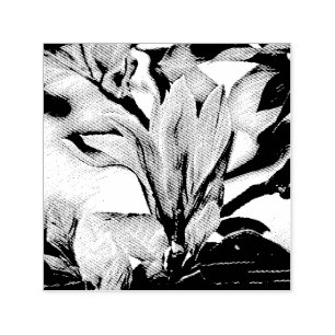 Teckning i en magnolia blomma gren självtryckande självfärgande stämpel