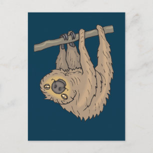 Teckning i en Sloth som hänger upp upp och ned Vykort