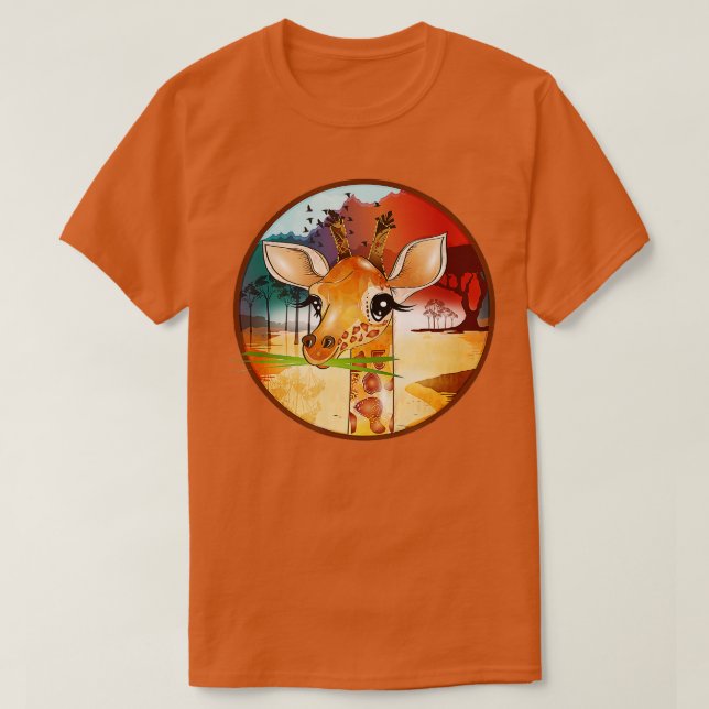 Teckning i en söt giraff i Savannah T Shirt (Design framsida)