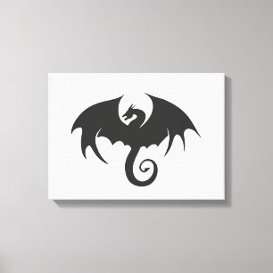 Teckning i en svart drake silhuett canvastryck