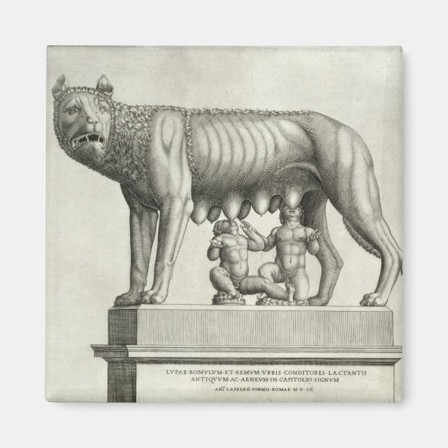 Teckning i Etruscan-brons från hennes varg Sp. Magnet (Framsidan)