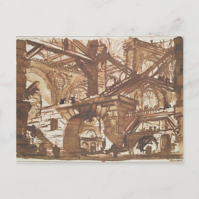 Teckning i ett fängelse i fängelset vykort (Framsida)