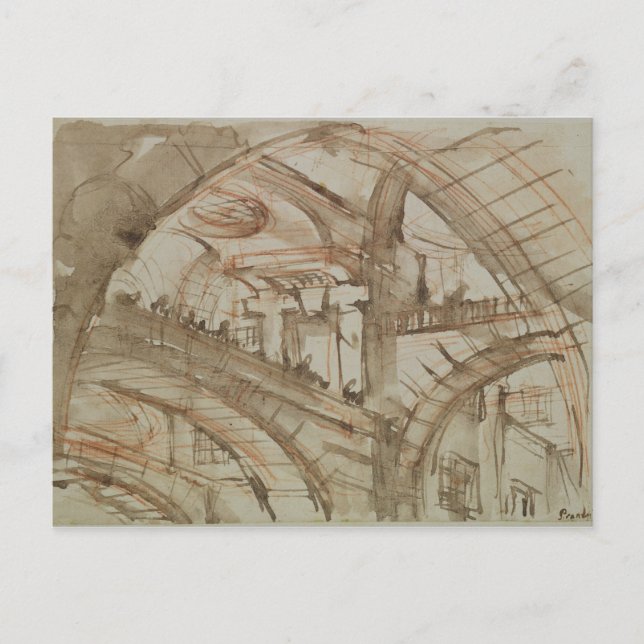 Teckning i ett fängelse i fängelset vykort (Framsida)