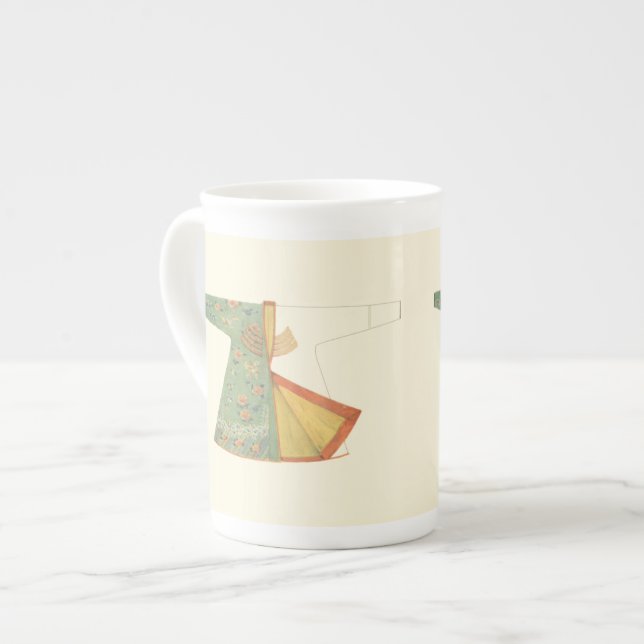 Teckning i halvAvslutat Kimono Benporslin Mugg (Framsida vänster)