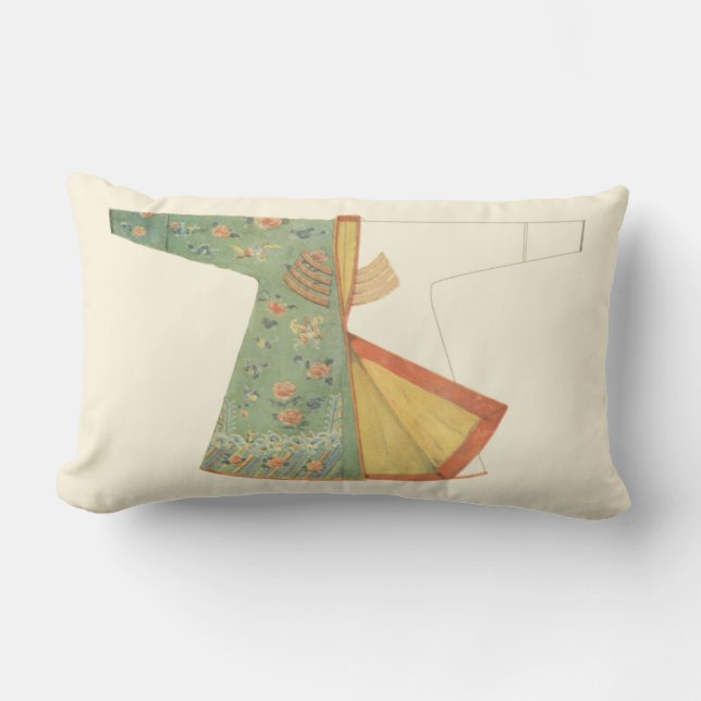 Teckning i halvAvslutat Kimono Lumbarkudde (Framsida)