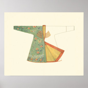 Teckning i halvAvslutat Kimono Poster