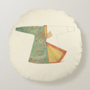 Teckning i halvAvslutat Kimono Rund Kudde
