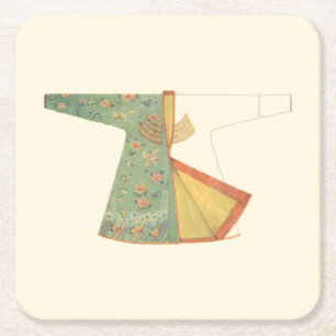 Teckning i halvAvslutat Kimono Underlägg Papper Kvadrat