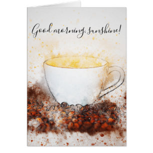 Teckning i Hett Kopp i Coffee Bra God morgon Sunsh Hälsningskort