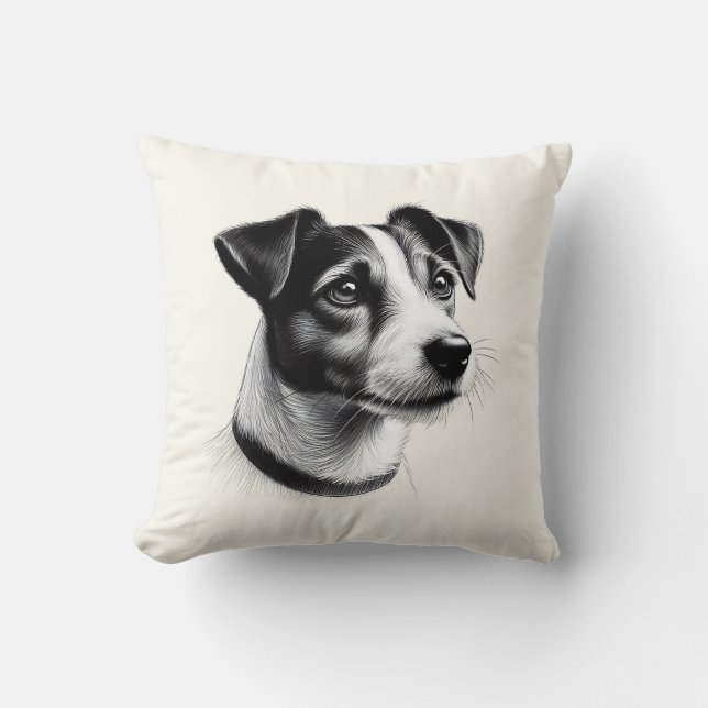 Teckning i Jack Russell Terrier Kudde (Framsida)