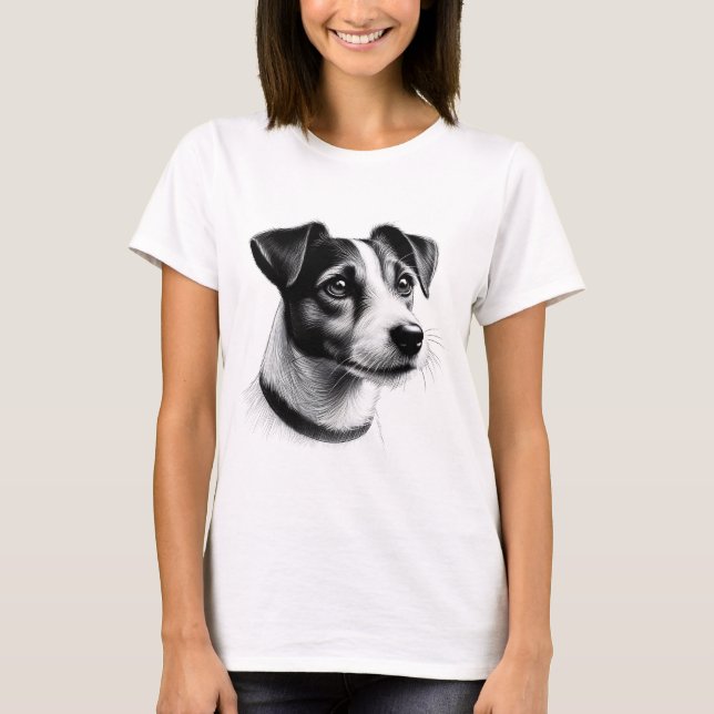 Teckning i Jack Russell Terrier T Shirt (Framsida)