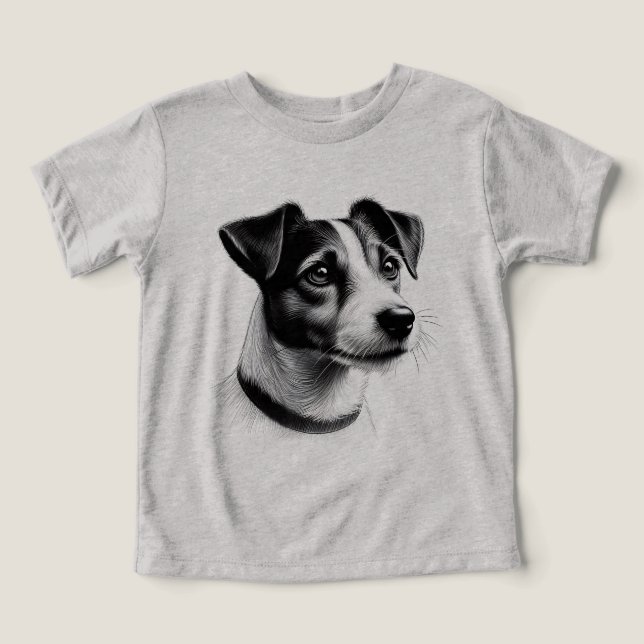 Teckning i Jack Russell Terrier T Shirt (Design Framsida)