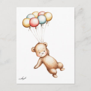 Teckning i Nalle med ballonger Vykort