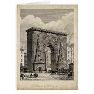 Teckning i Porte Saint-Denis Monument Hälsningskort