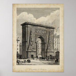 Teckning i Porte Saint-Denis Monument Poster