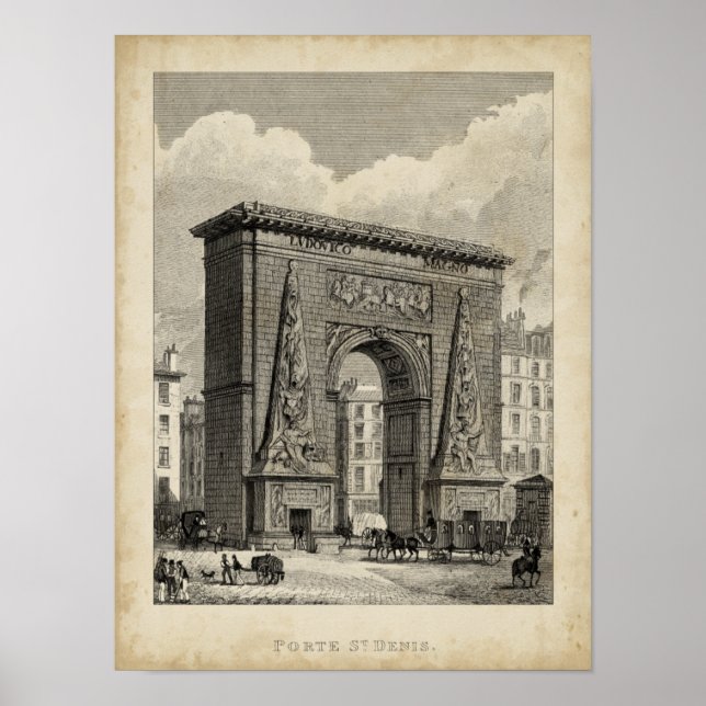 Teckning i Porte Saint-Denis Monument Poster (Framsidan)
