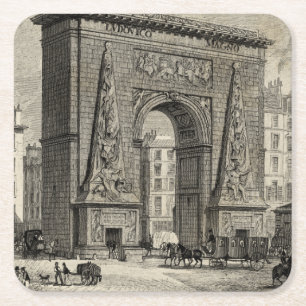 Teckning i Porte Saint-Denis Monument Underlägg Papper Kvadrat