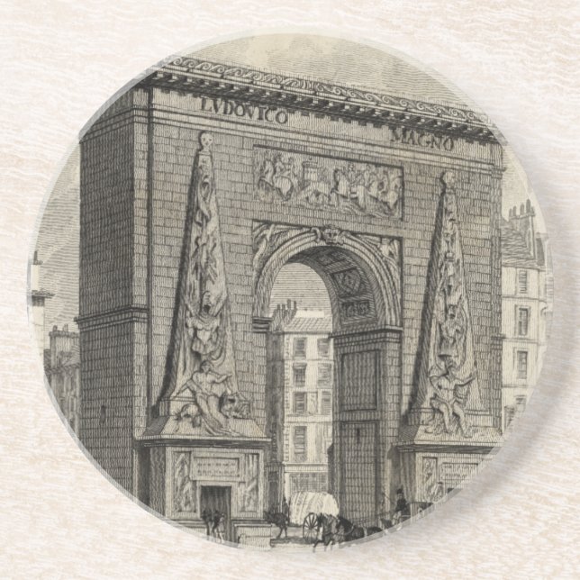 Teckning i Porte Saint-Denis Monument Underlägg Sandsten (Framsidan)