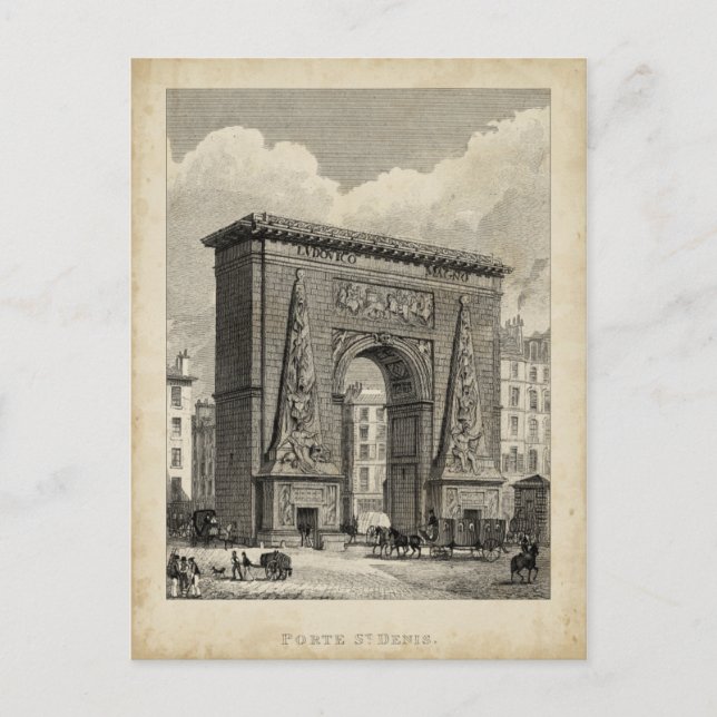 Teckning i Porte Saint-Denis Monument Vykort (Framsida)
