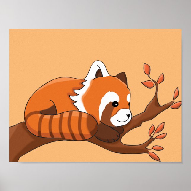 Teckning i Red Panda i Träd Poster (Framsidan)