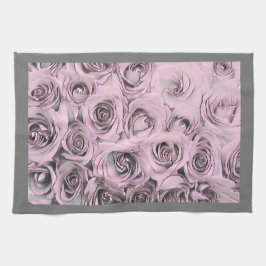 TECKNING i ROSA ROS Kökshandduk