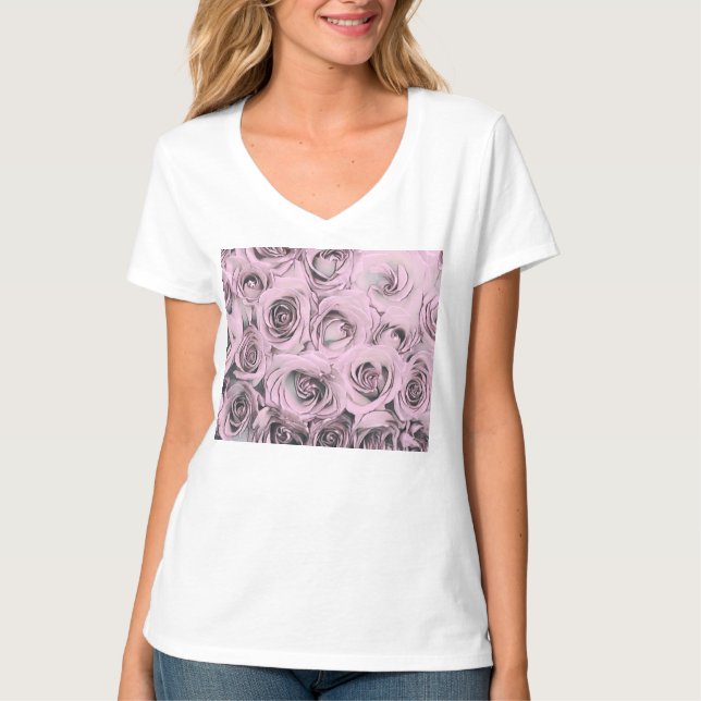 TECKNING i ROSA ROS T Shirt (Framsida)