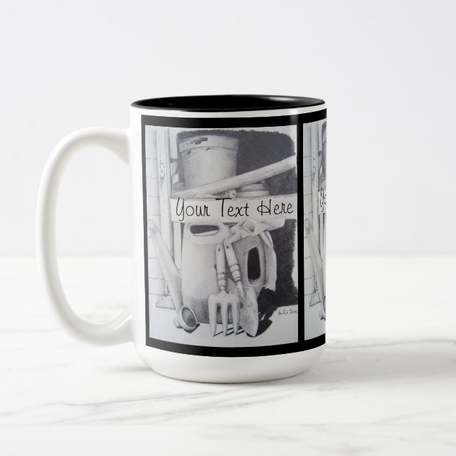 teckning i trädgårdsodlare i verktyg Två-Tonad mugg (Vänster)