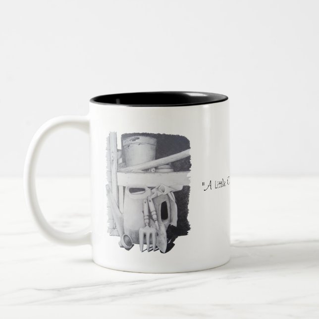 teckning i trädgårdsodlare i verktyg Två-Tonad mugg (Vänster)