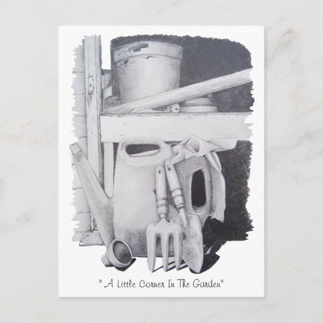 teckning i trädgårdsodlare i verktyg vykort (Framsida)