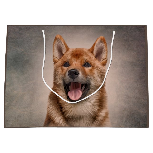 Teckning Japansk Shiba Inu hund Large Gift Bag (Framsidan)