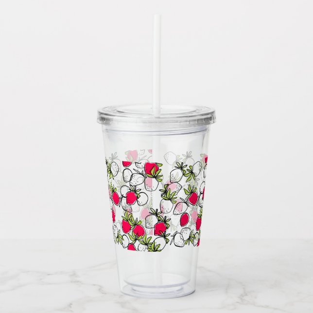 Teckning, jordgubbsbär take away mugg (Framsida)