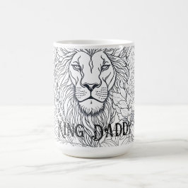 Teckning Lejon med Flowers Kung pappa, Boho Far Kaffemugg