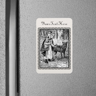 Teckning Little Red Riding Huva Varg Skogen Magnet