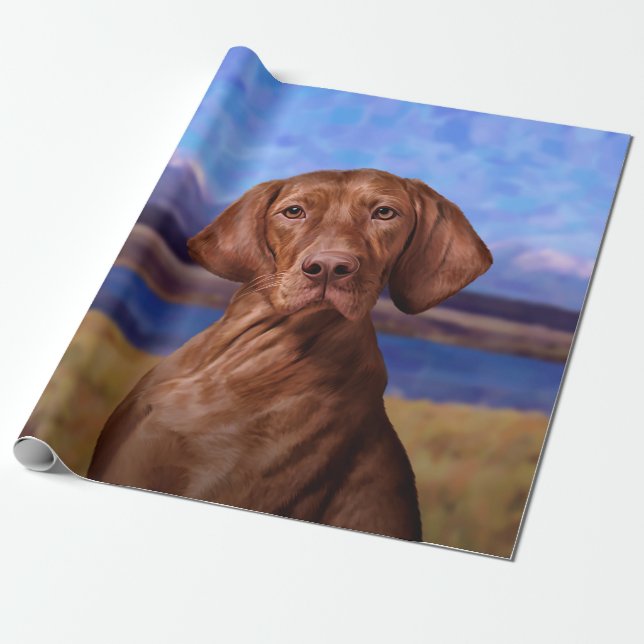 Teckning lustig Vizsla Pointer Presentpapper (Utrullad)