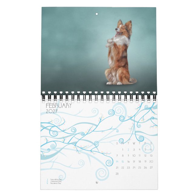 Teckning lustiga hundar kalender (Feb 2027)