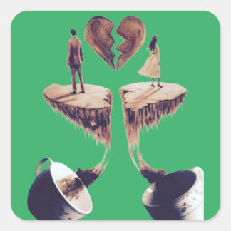 Teckning med kaffe teckning fyrkantigt klistermärke