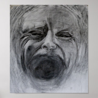 Teckning med kol och blyertspenna på papper poster