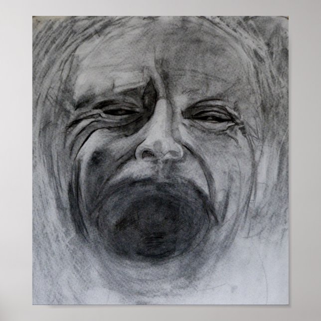 Teckning med kol och blyertspenna på papper poster (Framsidan)