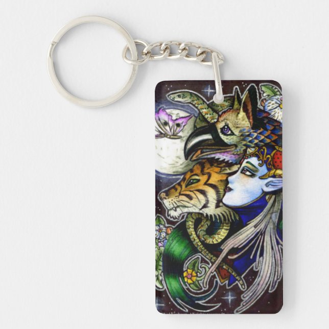 Teckning Ner Måne-Nyckelringen för akrylisk rektan (Framsidan)