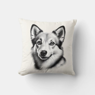 Teckning Norsk Lundehund Kudde